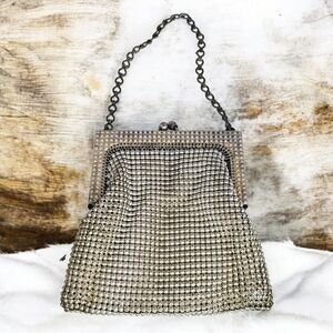 Antique 1920's Whiting & Davis Mesh Bag Purse Silver Toned